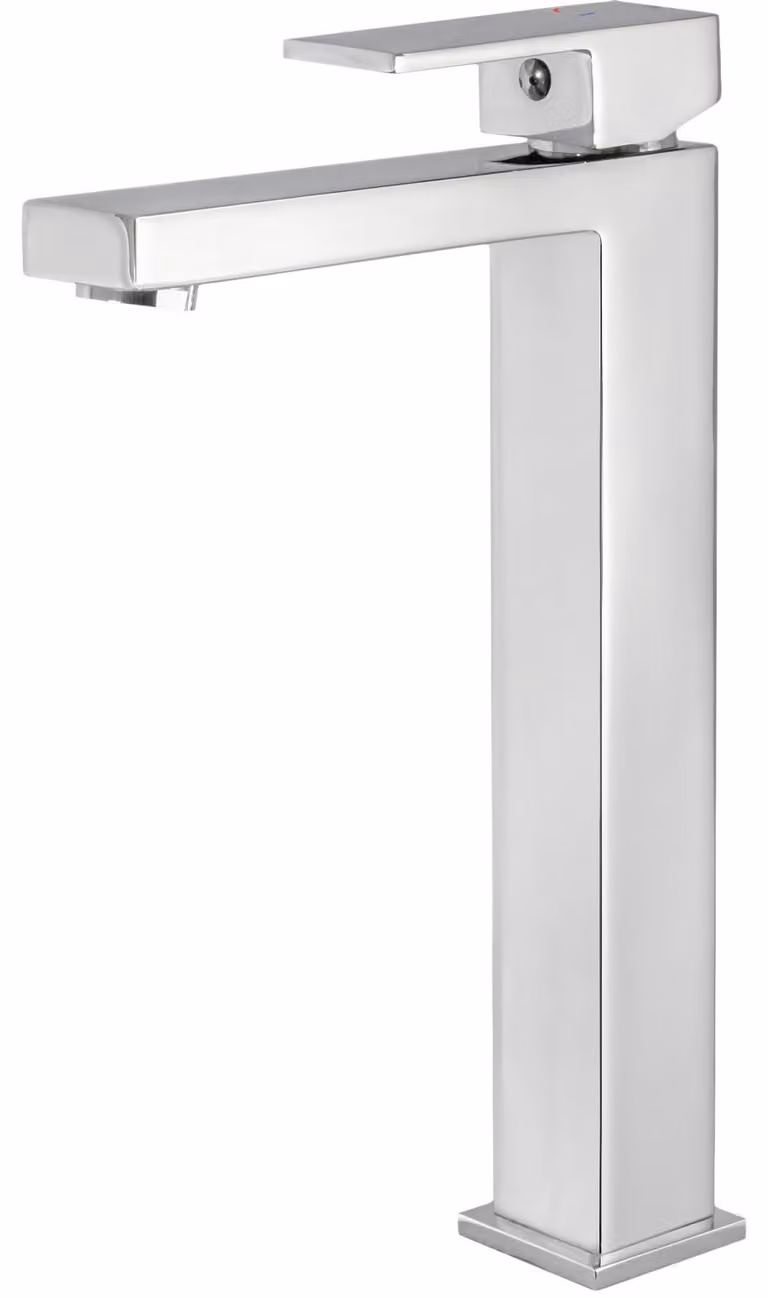 Miscelatore alto per lavabo, a forma quadrata, cromato, monocomando, serie Muga