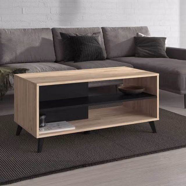 Tavolino da salotto Priola DMORA in legno marrone rovere, L: 101.5 cm, P: 50 cm, H: 47 cm