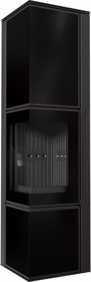 Stufa in acciaio KRATKI TORA/L 8 kW Ø 150 Pannello in vetro nero rivestimento nero