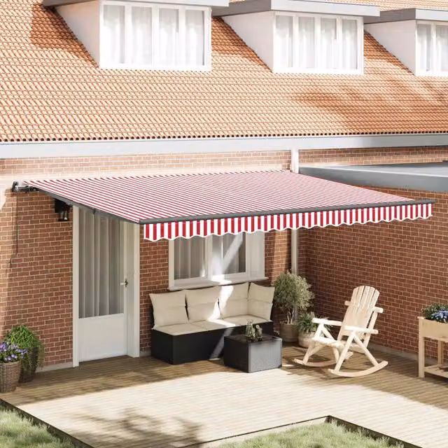 Tenda retrattile Rosso e Bianco 450 × 350 cm 3331101