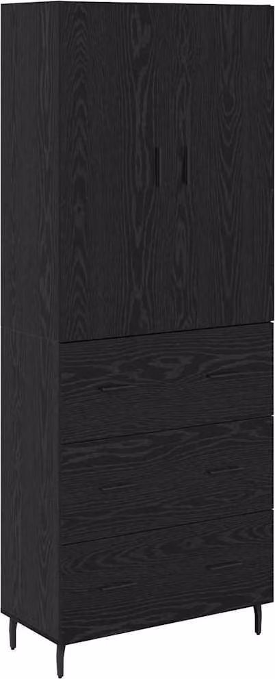 Credenza 2 pcs Rovere nero Legno Stratificato e Vetro