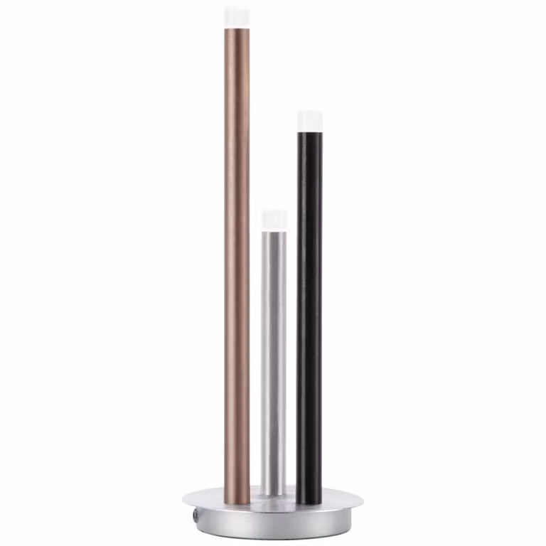 BRILLIANT Lampe Cembalo LED lampada da tavolo 3flg alluminio/nero/marrone | 3x 4W LED integrati, 385lm, 3000K | Dimmerabile in 3 livelli tramite interruttore a cavo intermedio | Risparmio energetico e durata grazie all'inserto LED