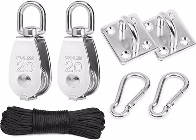 Kit Carrucola Daimann in Acciaio Inox con Fune da 20 m Colore Argento