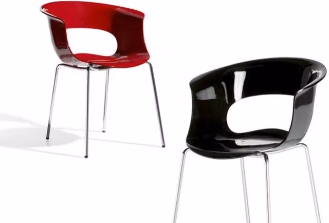 POLTRONA MISS B SET DA 4 ANTISHOCK POLICARBONATO MADE IN ITALY SCAB DESIGN - Rosso pieno 340