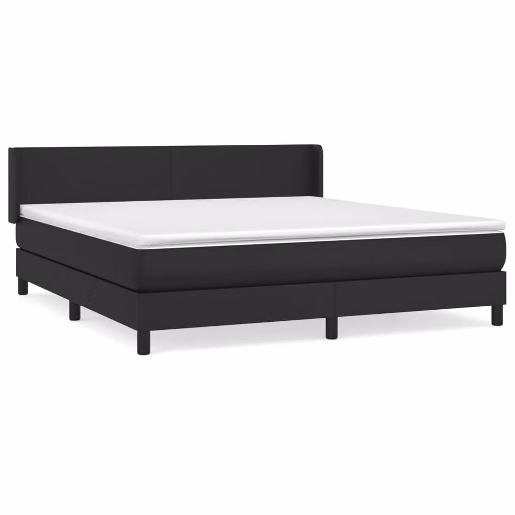 Giroletto a Molle con Materasso Nero 160x200 cm in Pelle finta