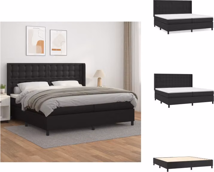 vidaXL Letto a molle con materasso nero 200x200 cm in Pelle finta - Letti e strutture letto