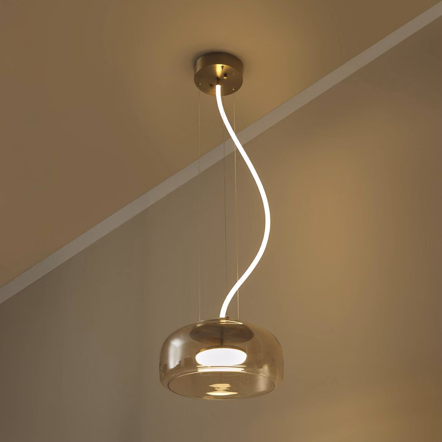 OSRAM Lampada a sospensione DECOR GLOW, Ottone / Oro, Soggiorno / Sala da pranzo, Vetro, Moderno, Lampada a sospensione