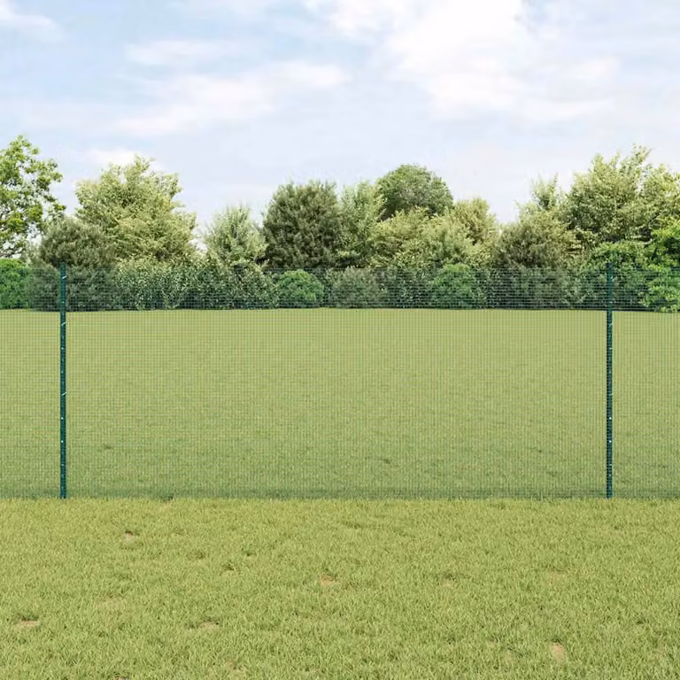 Recinzione in rete saldata con pali vidaXL in acciaio e PVC verde, L: 100 cm, H: 50 cm