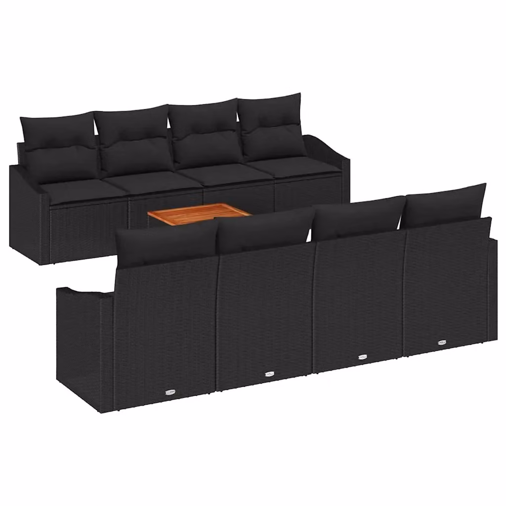 Set Divano da Giardino vidaXL 9 pz Nero in Polyrattan con Cuscini e Funzione Archiviazione – 2