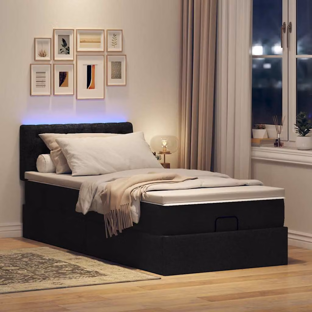Maison Exclusive - Pouf Letto con Materasso e LED Nero 80x200cm in Tessuto