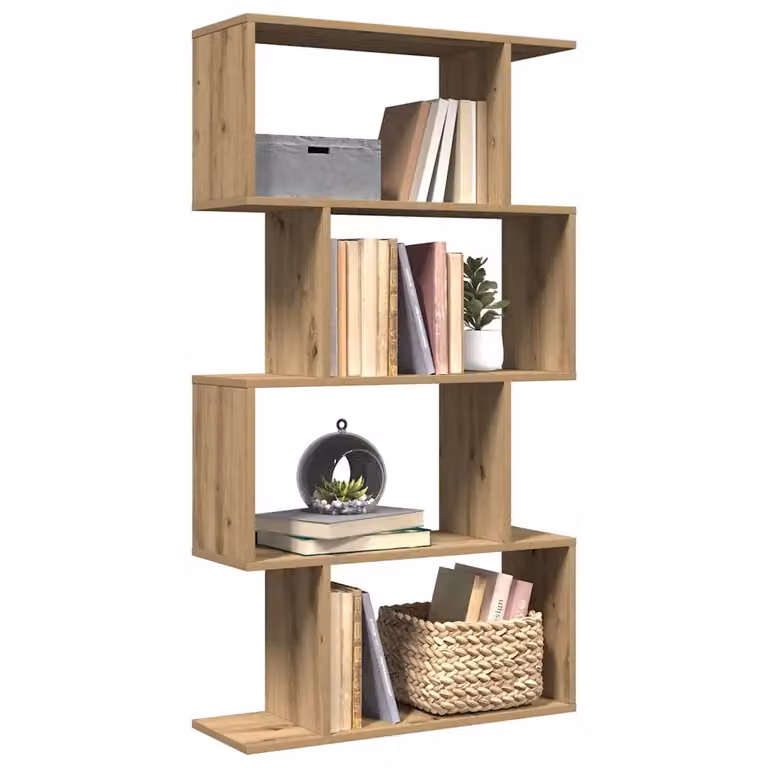 Libreria vidaXL con 4 Ripiani in MDF, Colore Marrone Rovere, L 70 cm x P 24 cm x H 129 cm
