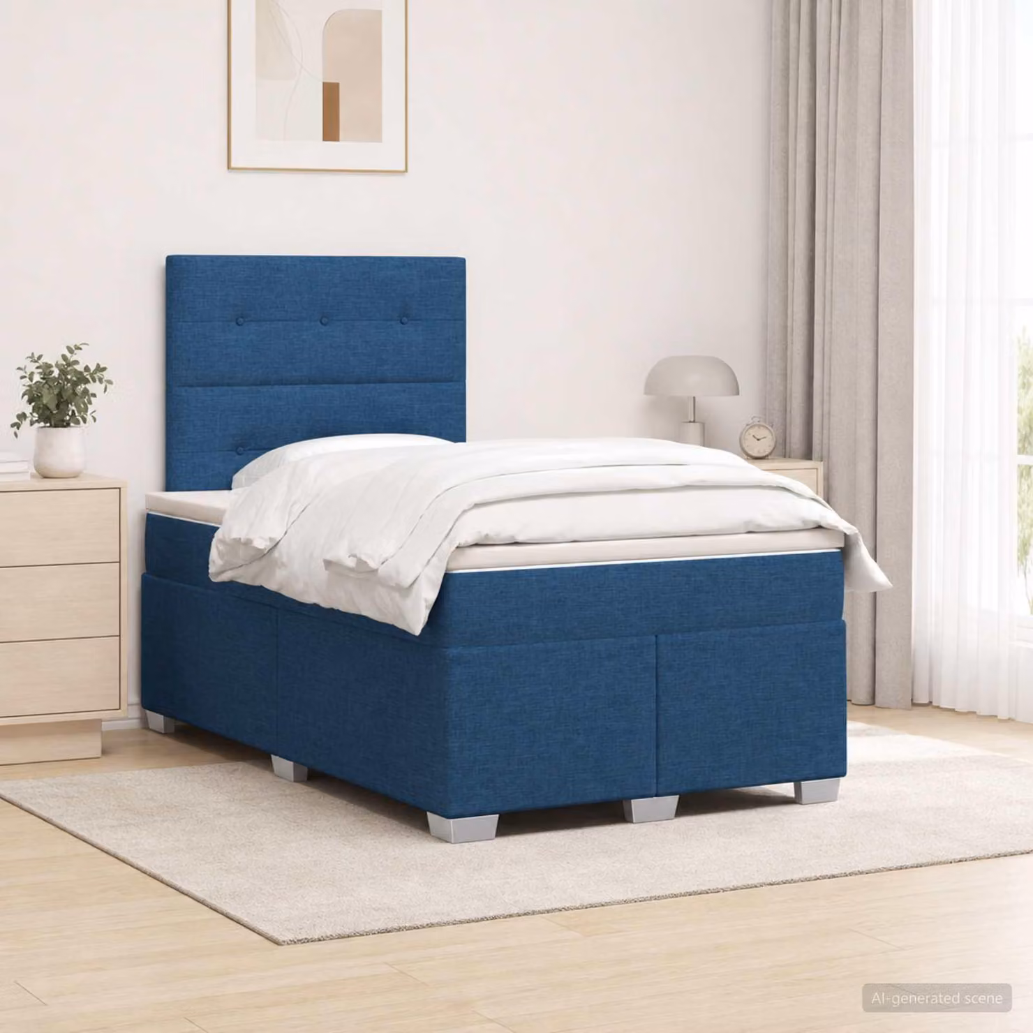 Maison Exclusive - Letto boxspring con materasso e testiera blu 120 x 200 cm Tessuto