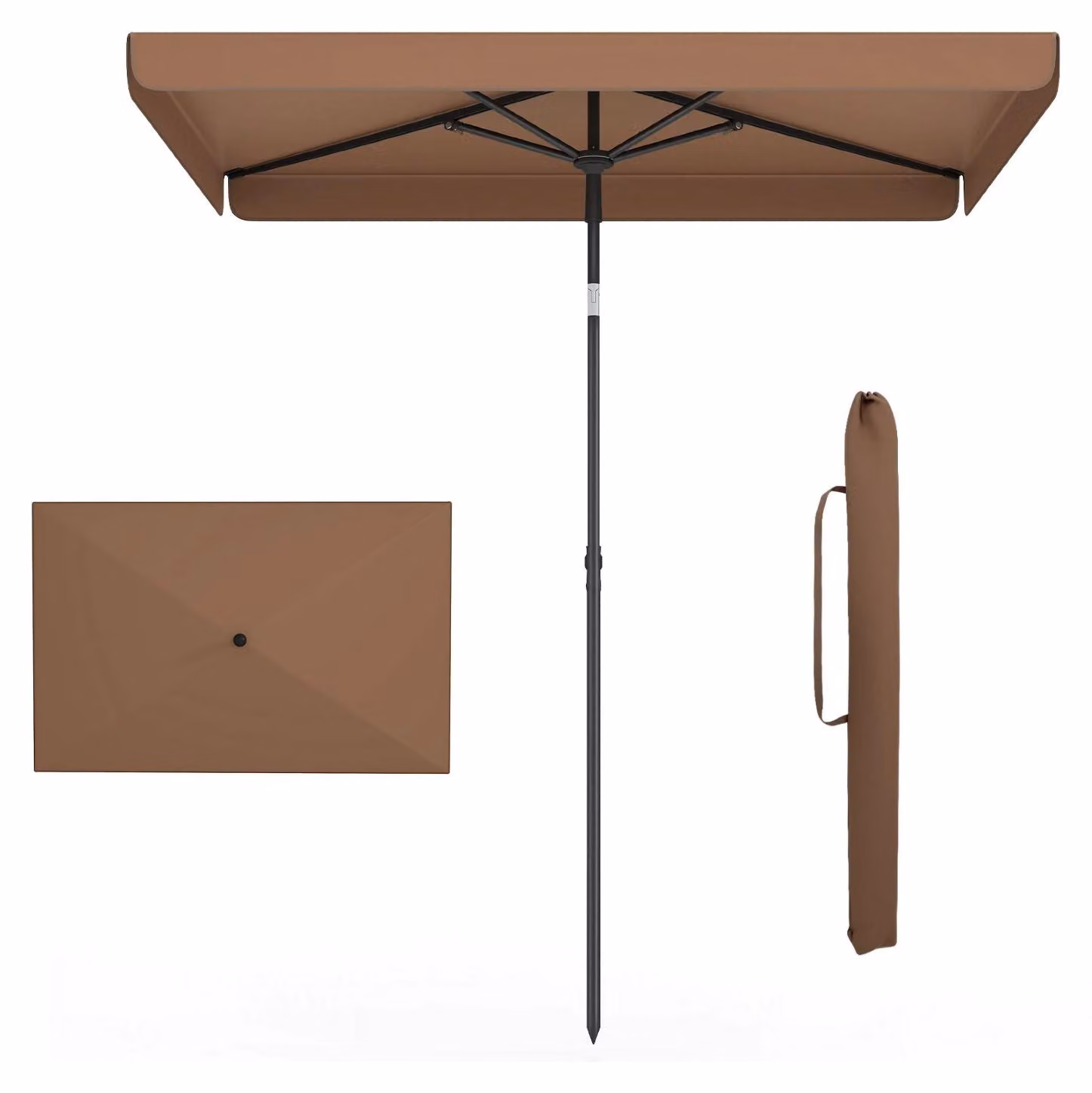 Ombrellone da giardino KOMFOTTEU per esterni, 2 x 1,3 metri, forma rettangolare, inclinabile di circa 30°, completo di custodia, ideale per la spiaggia, altezza 245 cm, adatto per caffè, terrazze, balconi, senza base