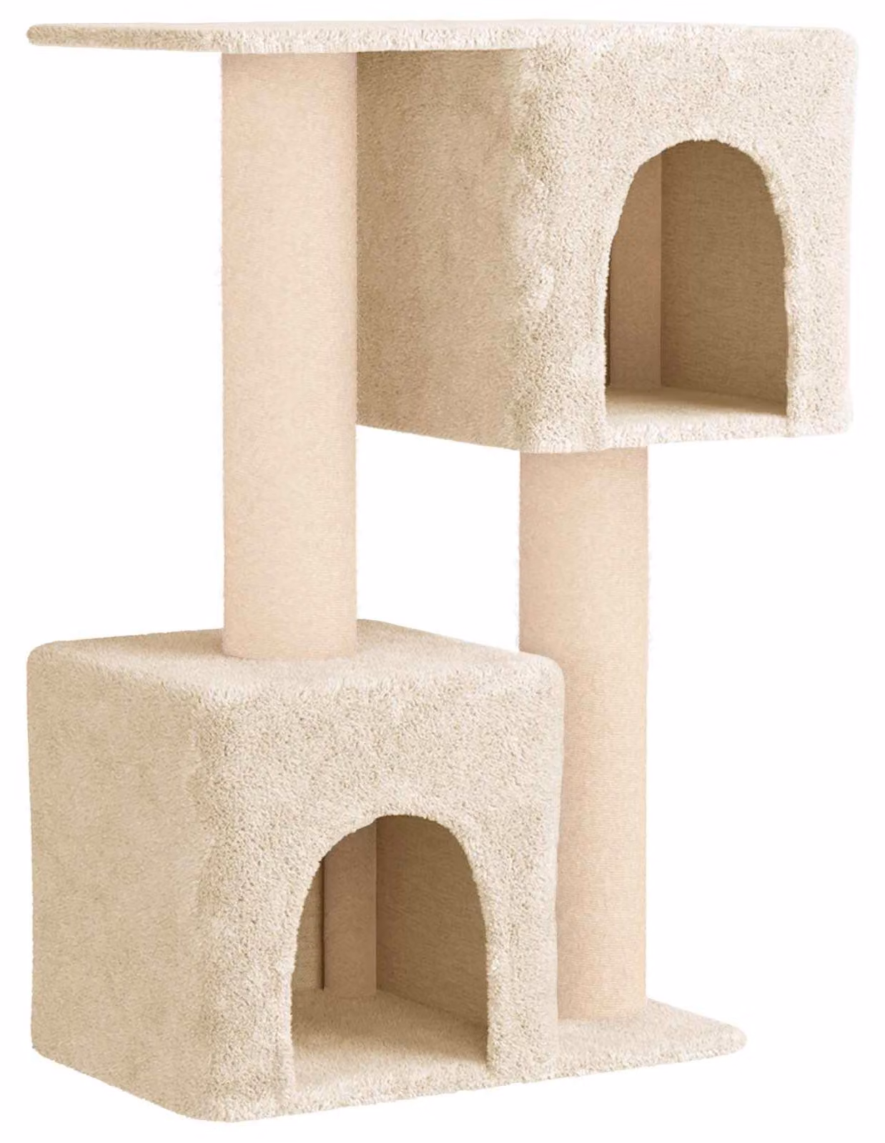 Albero per gatti con pali in sisal, colore crema, altezza 114 cm