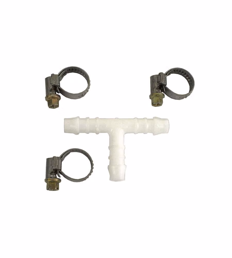 Giunzione per tubi a "T" + 2 fascette - 12 mm = 1/2