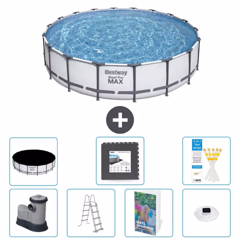 Piscina gonfiabile Bestway Steel Pro MAX, rotonda, 549x122 cm, composta da 6 parti, modello S608