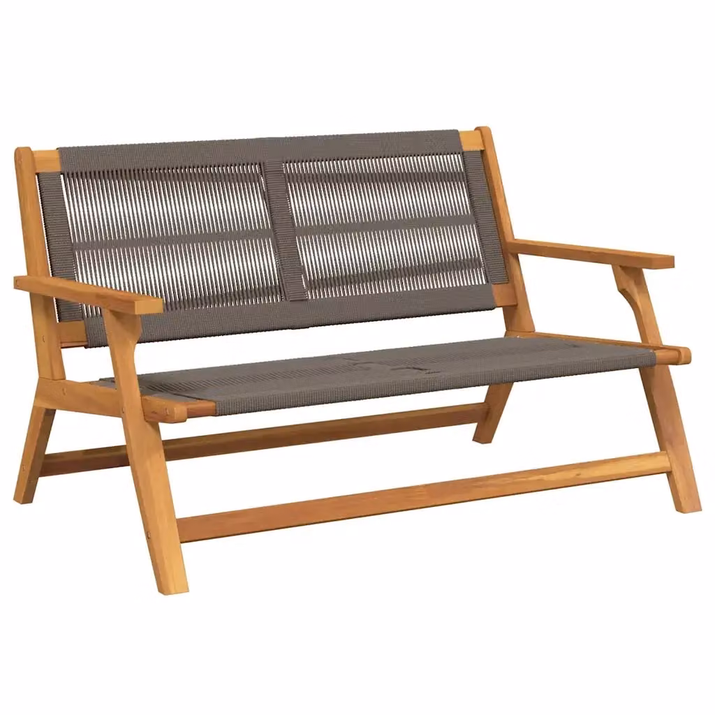 Panca da giardino moderna vidaXL in legno di acacia con braccioli, Grigio e Marrone, L: 122 cm, P: 76 cm, H: 73 cm – 2