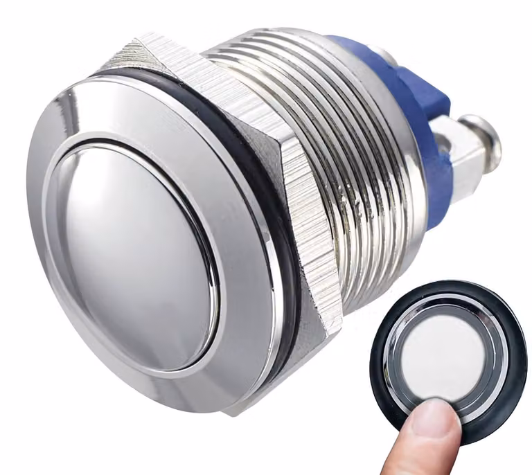 Interruttori a pulsante da 16 mm, grado di protezione IP67 (resistenti all'acqua), confezione da 2 pezzi, in acciaio inossidabile, per applicazioni elettriche