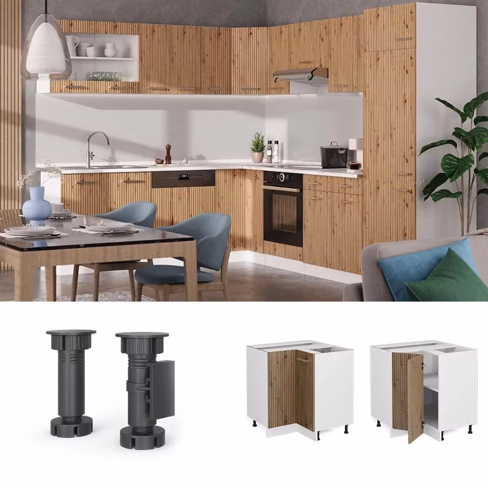 Mobile ad angolo per cucina Vicco R-Line in rovere e bianco con ante a soffietto L: 75.6 cm, H: 81.6 cm, P: 46.0 cm – 2