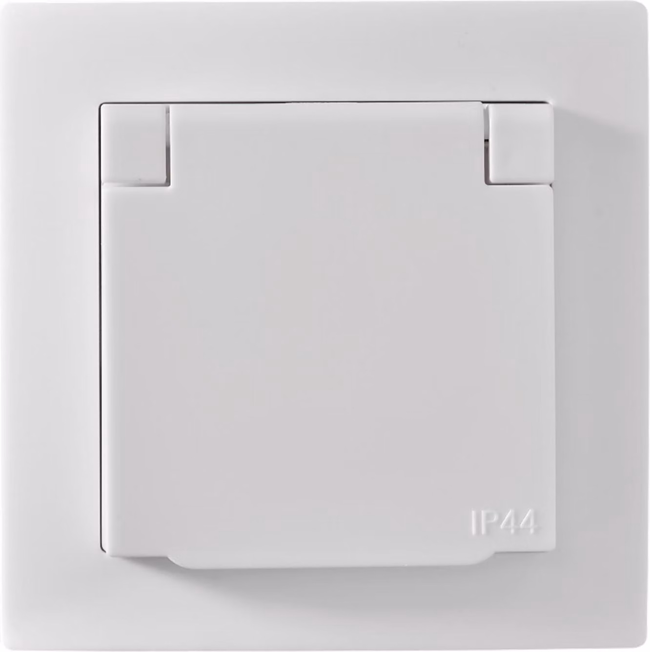 Presa McPower "Flair" con contatto di terra, 250V~/16A, da incasso, coperchio a cerniera, IP44, bianco, opaco