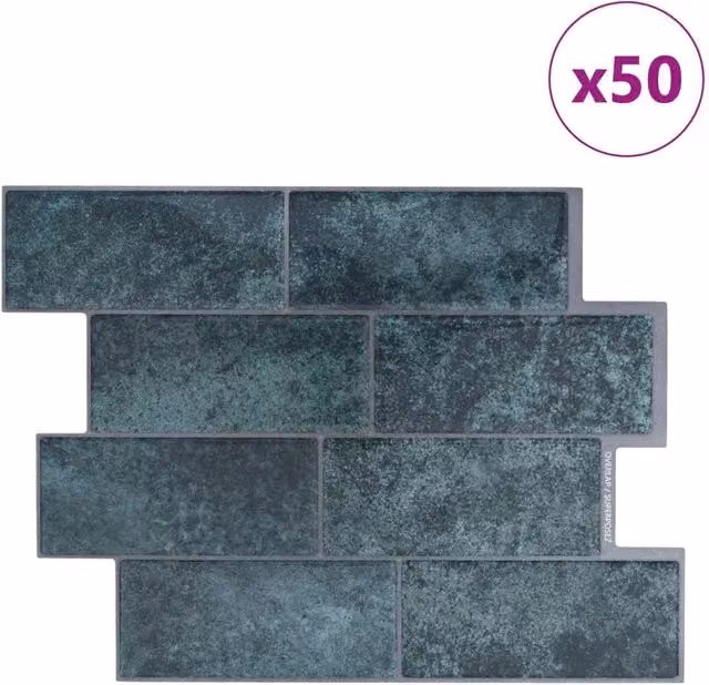 Piastrella subway 50 pz Blu Verde 29 x 21 cm Poliuretano e PET CFW7754177