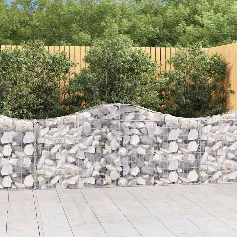 Set di 30 cesti gabbioni ad arco vidaXL in acciaio zincato grigio, L 200 cm x P 30 cm x H 80/100 cm