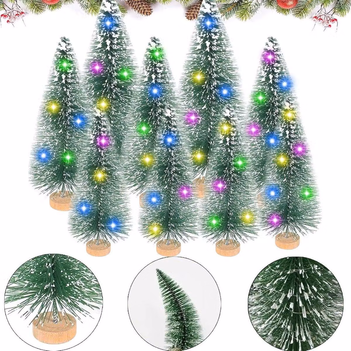Piccole decorazioni natalizie per albero, con illuminazione, confezione da 5 pezzi - Decorazioni per albero di plastica, ideali per Natale