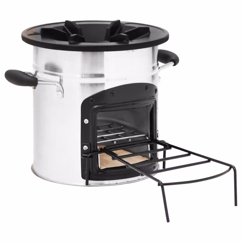 The Living Store Fornello da campeggio Silver 45,5x33x25,5 cm Acciaio inox