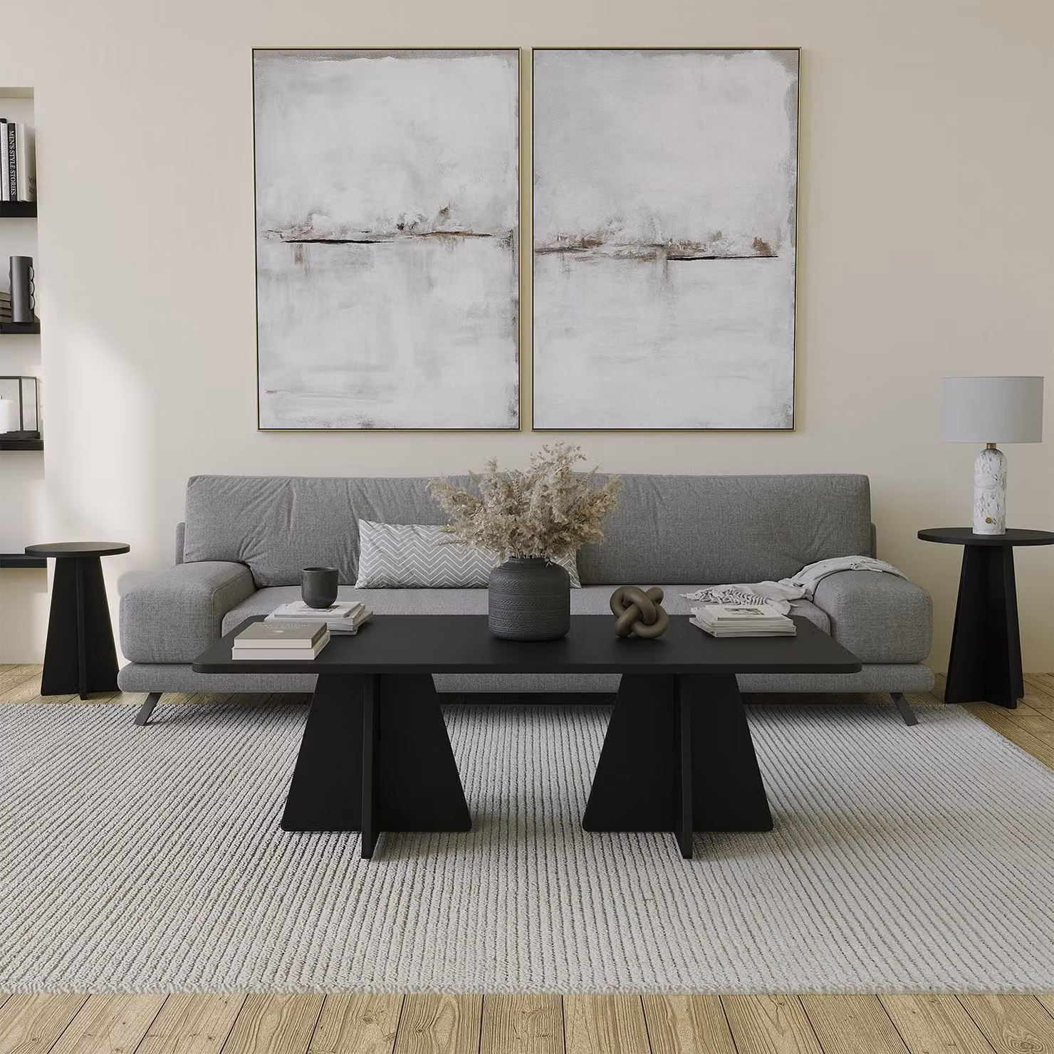 Skye Decor, Fungo - Nero, Couchtische, Schwarz, 120 x 40 x 60 cm