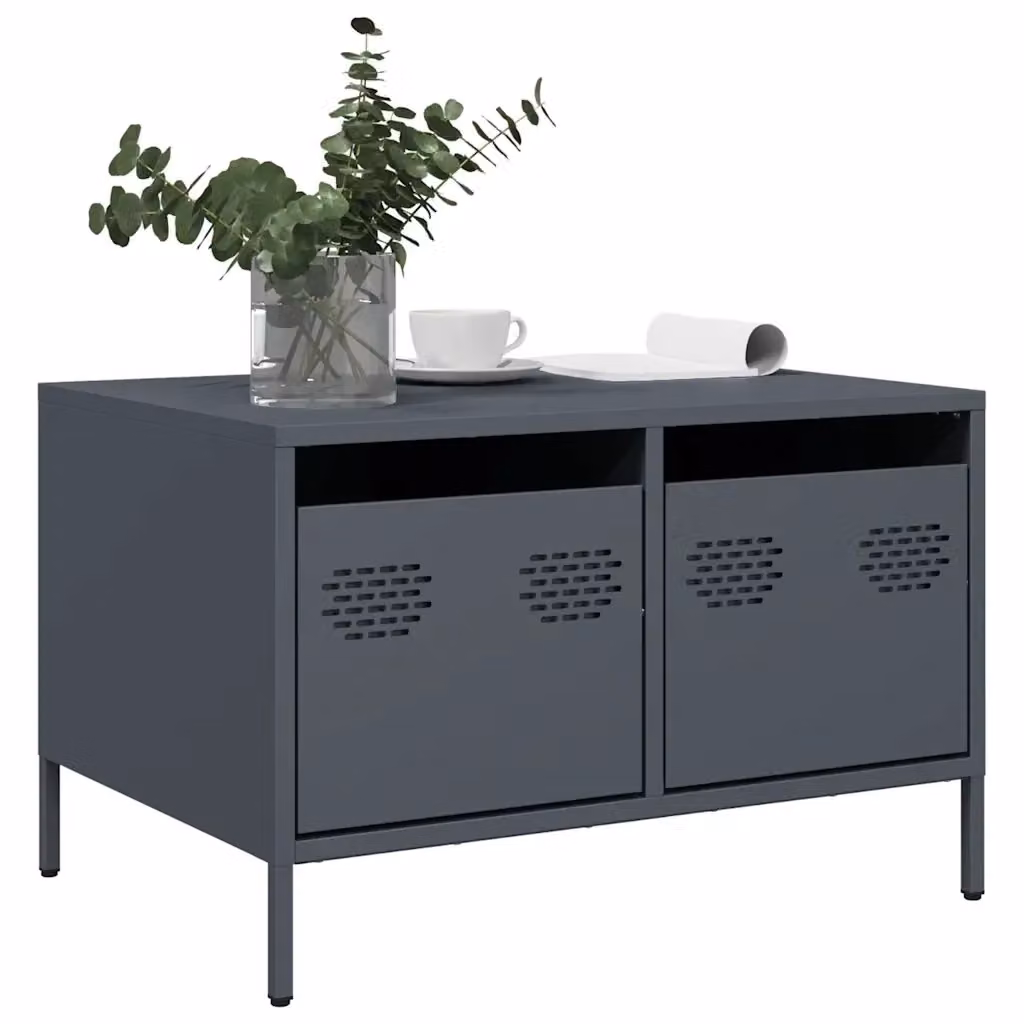 Mobile TV in stile industrial in acciaio laminato a freddo colore antracite L 68 cm, P 50 cm, H 43,5 cm – 2