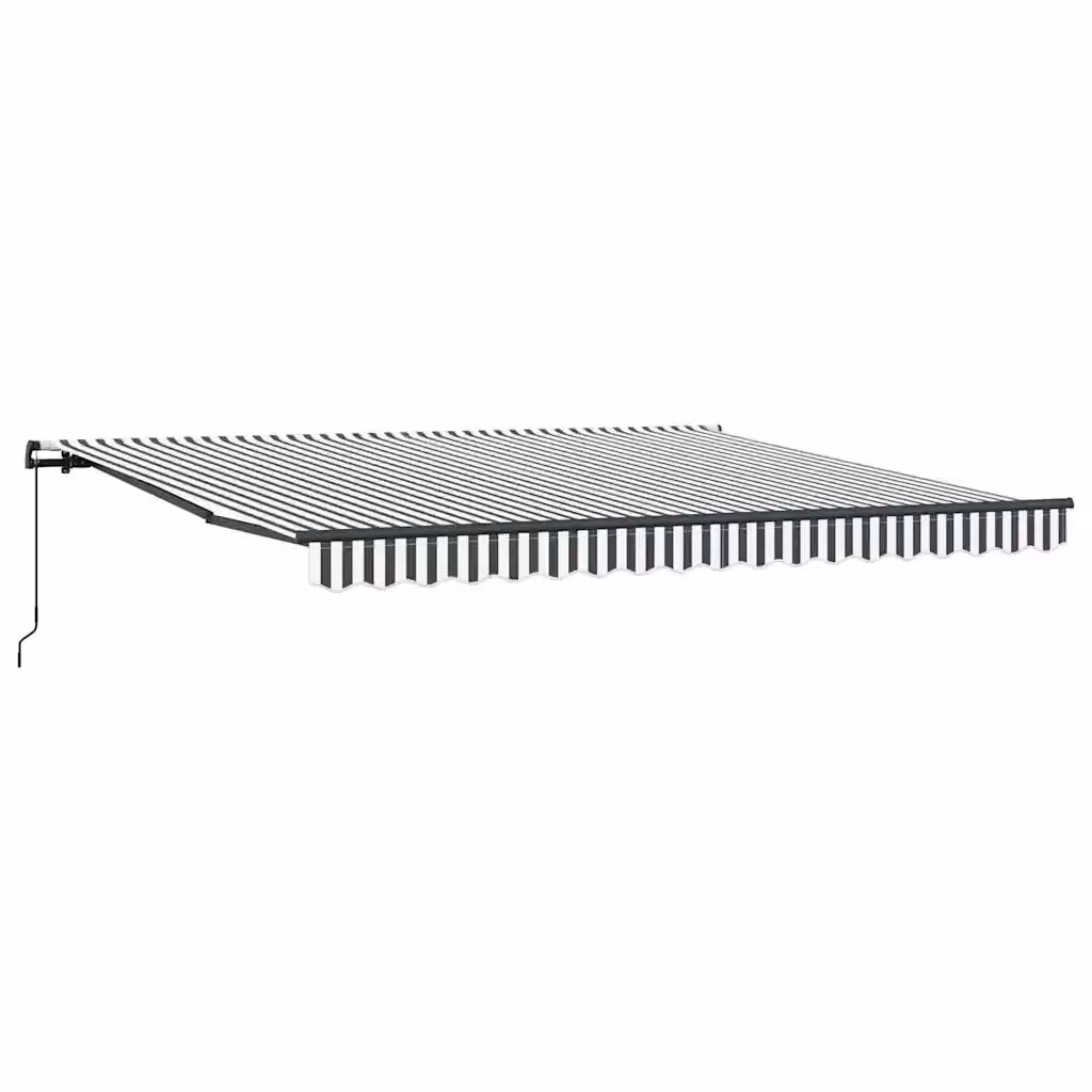 Tenda da Sole Retrattile Manuale vidaXL in Alluminio e Poliestere, Colore Antracite e Bianco, L 400 cm x P 300 cm – 2