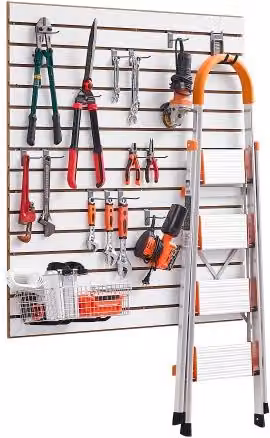 Pannelli per pareti a doghe per garage VEVOR con accessori, sistema di stoccaggio regolabile per fai da te, Bianco, L 122 cm x P 122 cm x H 1,61 cm