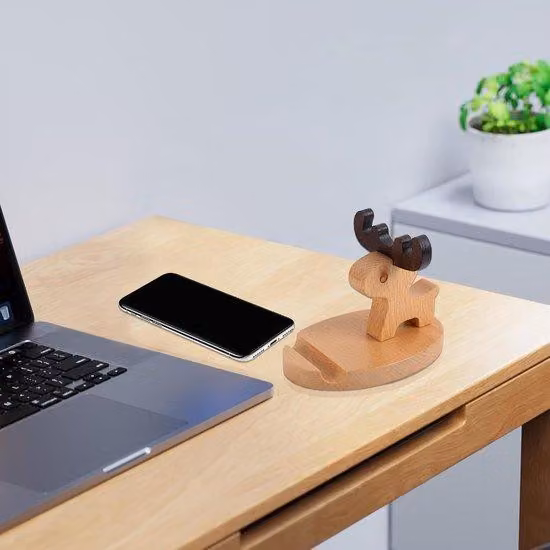 Supporto da tavolo in legno per telefono con ripiano, supporto da tavolo in legno per tablet | Supporto per cellulare e tablet, supporto in legno per streaming, registrazione, televisione e telefonate