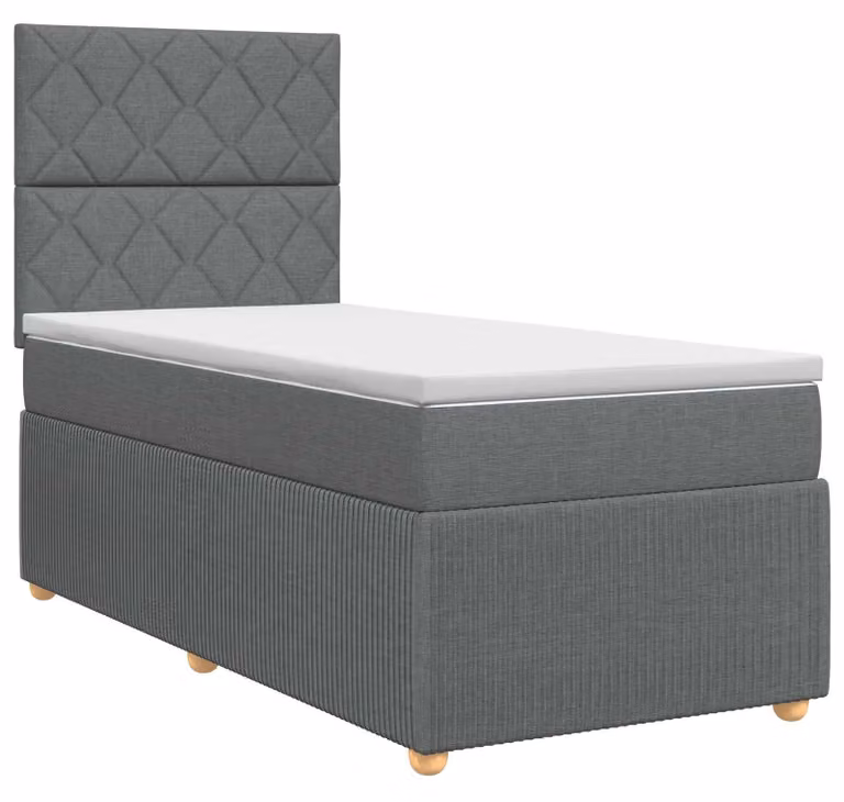 Letto a molle con materasso grigio scuro 90 x 200 cm in tessuto