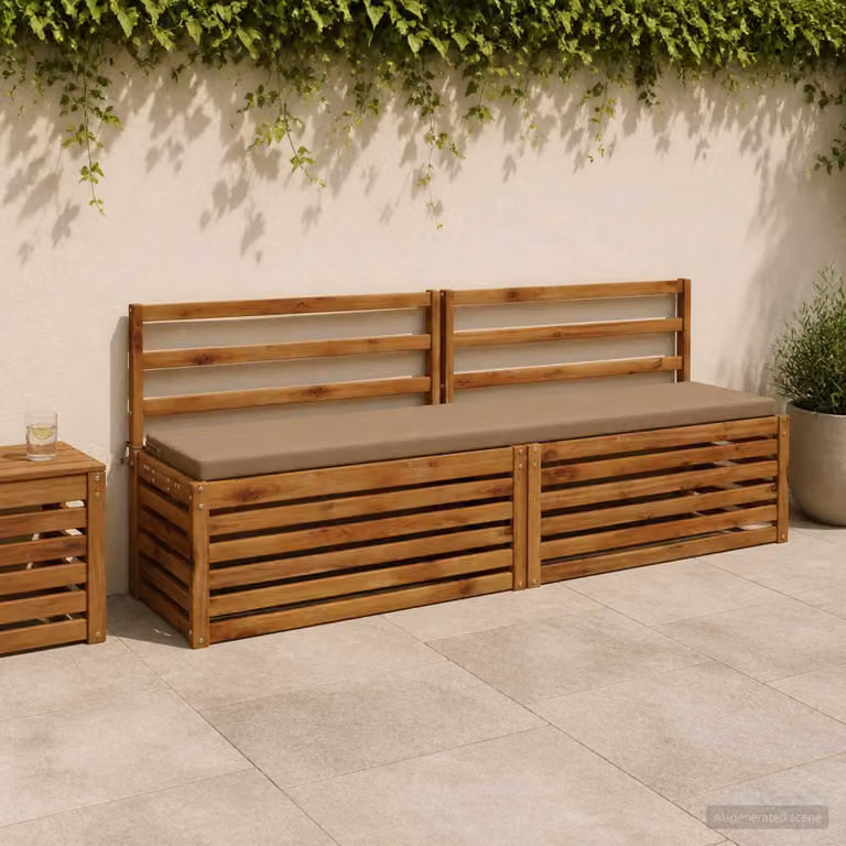 Set di 2 cuscini per panchina vidaXL in poliestere con imbottitura in schiuma, colore grigio beige, L 180 x P 40 x H 10 cm