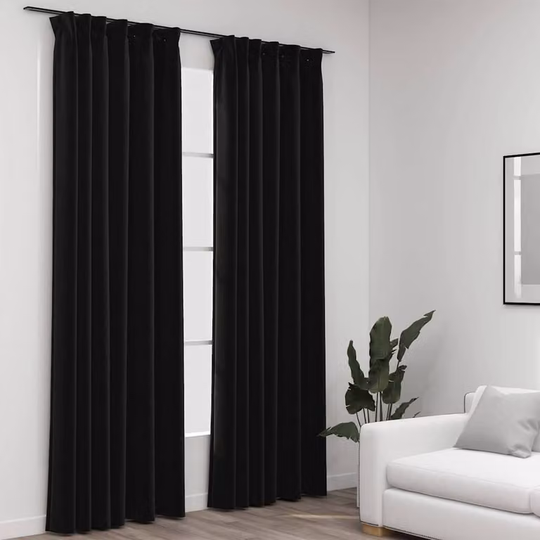 Set di 2 tende oscuranti vidaXL con ganci in effetto lino, colore antracite, L 140 cm x H 245 cm