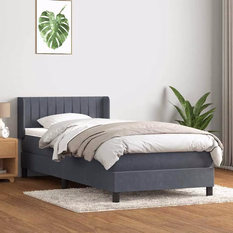 Maison Exclusive - Giroletto a Molle con Materasso Grigio Scuro 80x220 cm Velluto
