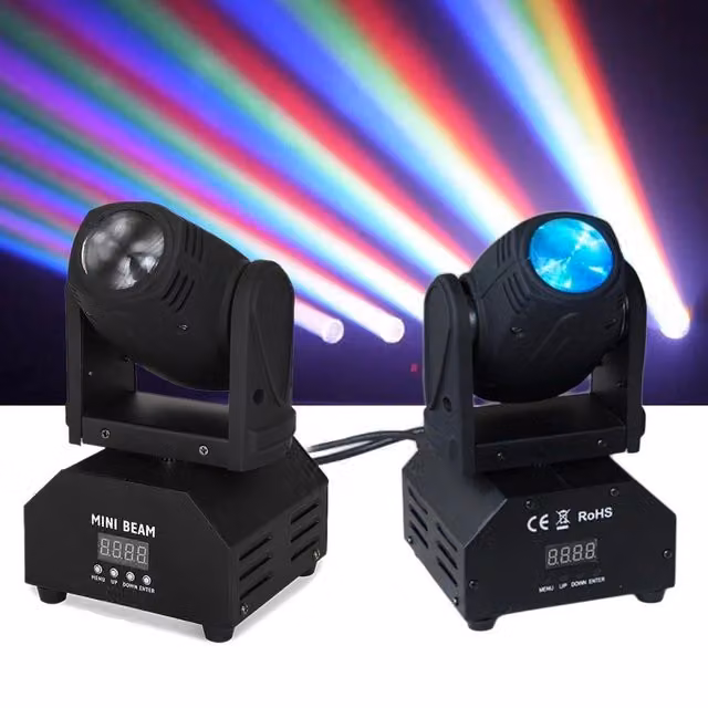 Trade Shop Traesio Mini Testa Mobile LED 10W con Luce Bianca e Effetti RGBW, Nero