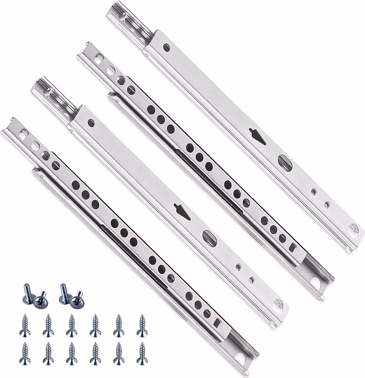 Guide scorrevoli in acciaio, 17 x 310 mm, confezione da 4 pezzi, per cassetti