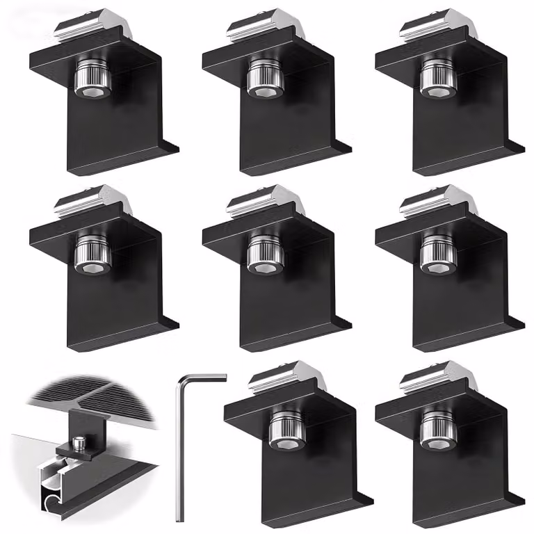 Set di 8 morsetti terminali in alluminio da 30 mm con supporto a forma di "Z" per pannelli solari