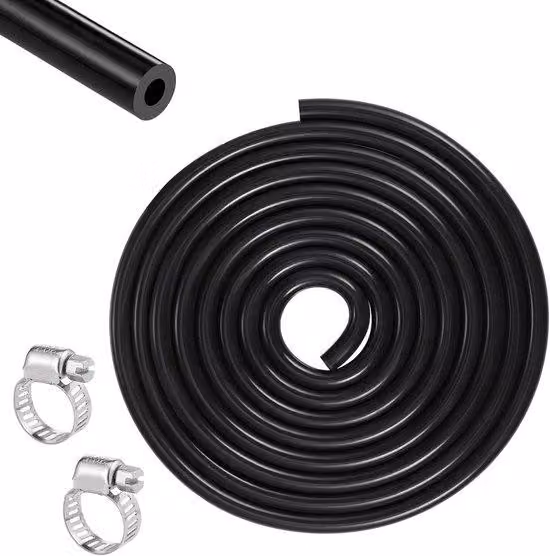 Tubo in silicone ad alta pressione, 3 metri - Tubo flessibile e di alta qualità, nero, resistente a 115 PSI, con morsetti, per il trasporto di aria e acqua, disponibile nelle misure 4 mm e 8 mm