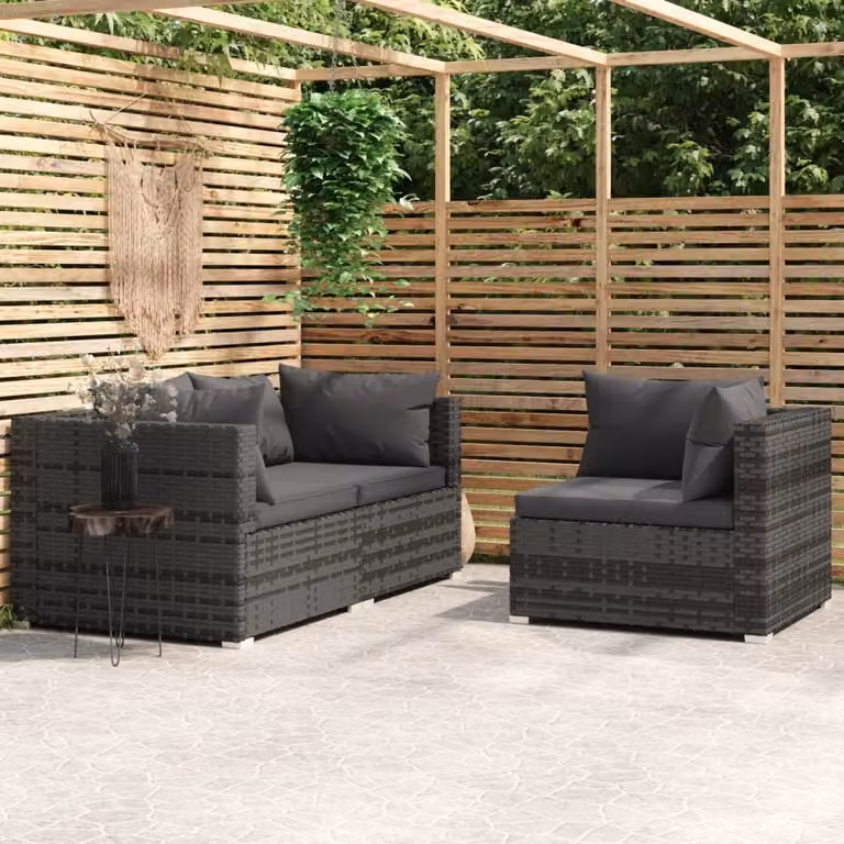 Maison Exclusive - Set da giardino 3 pezzi con cuscini grigio in polyrattan