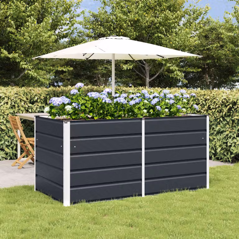 Fioriera vidaXL in acciaio e plastica colore antracite L: 160 cm, P: 80 cm, H: 75 cm