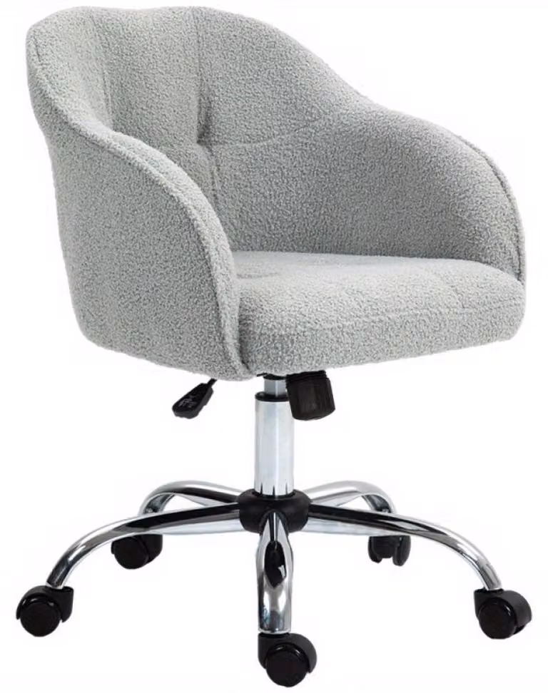 Sedia da ufficio - Sedia ergonomica - Sedia girevole - Sedia da ufficio regolabile - Funzione oscillante - Rivestimento in tessuto tipo "teddy"