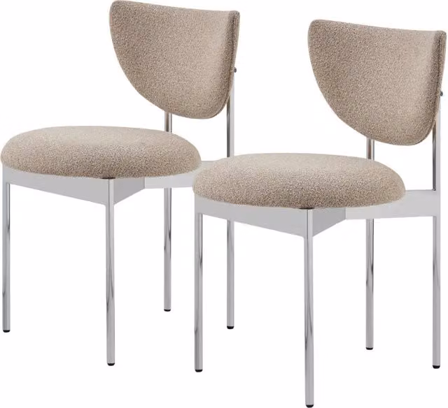 Set di 2 sedie da pranzo 54x47x76 cm beige, tessuto, metallo, per piccoli spazi