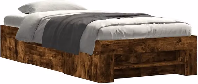 Letto singolo | Letto per adulti | Giroletto senza Materasso Rovere Fumo 90x190 cm in Truciolato
