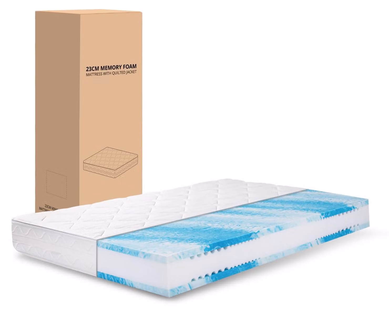 Materasso EGOHOME 90x200-23 cm, altezza H3, materasso in schiuma fredda a 7 zone con strato in memory foam, Ergo
