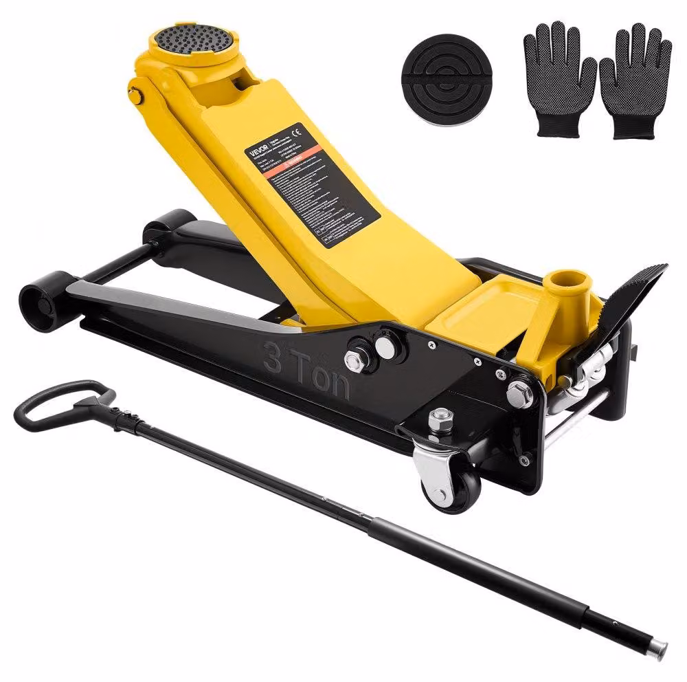 Cric idraulico per auto, capacità 3 tonnellate, con pedale per azionamento rapido, altezza di sollevamento da 75 a 500 mm, realizzato in acciaio