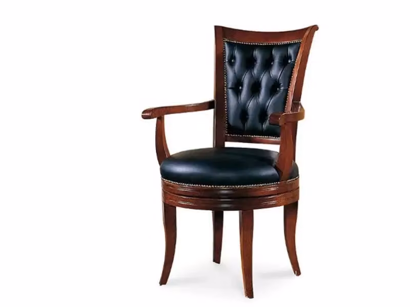 Poltrona imbottita in ecopelle nera con struttura in legno di faggio tinta noce MOBILI 2G L: 59 cm, P: 54 cm, H: 100 cm – 2