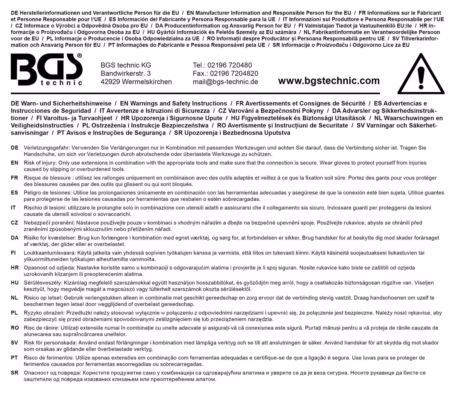 Estensione inclinabile BGS 12,5 mm (1/2") 375 mm - 248